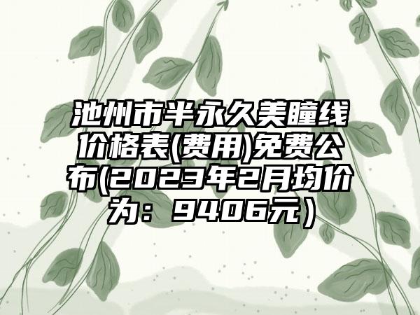 池州市半永久美瞳线价格表(费用)免费公布(2023年2月均价为：9406元）