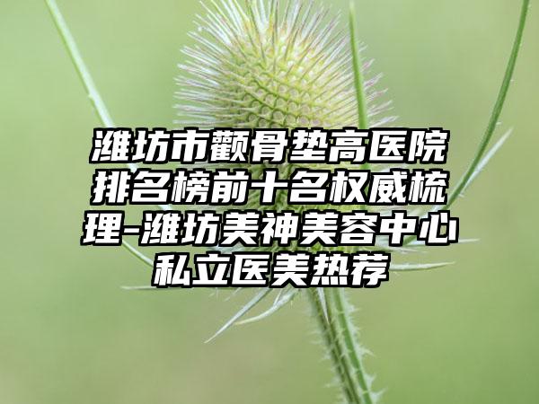 潍坊市颧骨垫高医院排名榜前十名权威梳理-潍坊美神美容中心私立医美热荐