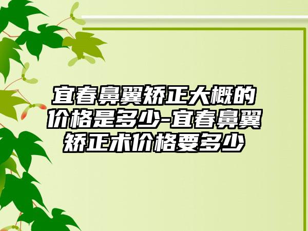 宜春鼻翼矫正大概的价格是多少-宜春鼻翼矫正术价格要多少