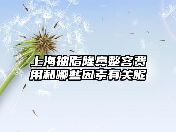 上海抽脂隆鼻整容费用和哪些因素有关呢