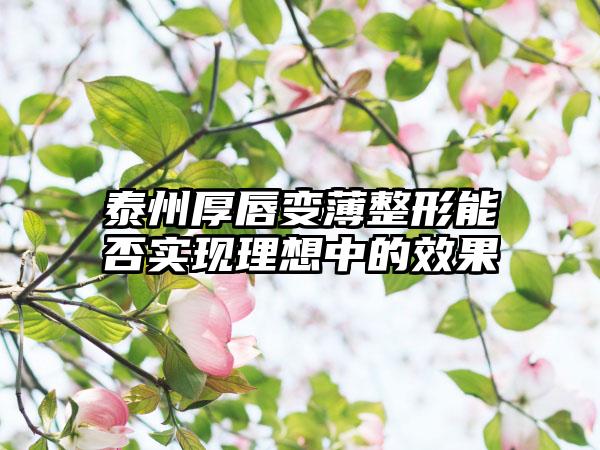 泰州厚唇变薄整形能否实现理想中的效果